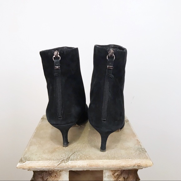 Via Spiga Black Suede Kitten Heel Booties Size 10 - Picture 3 of 8